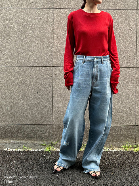 CURVED SEAM DENIM PT / Y234-31041-5